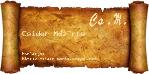 Csider Márta névjegykártya
